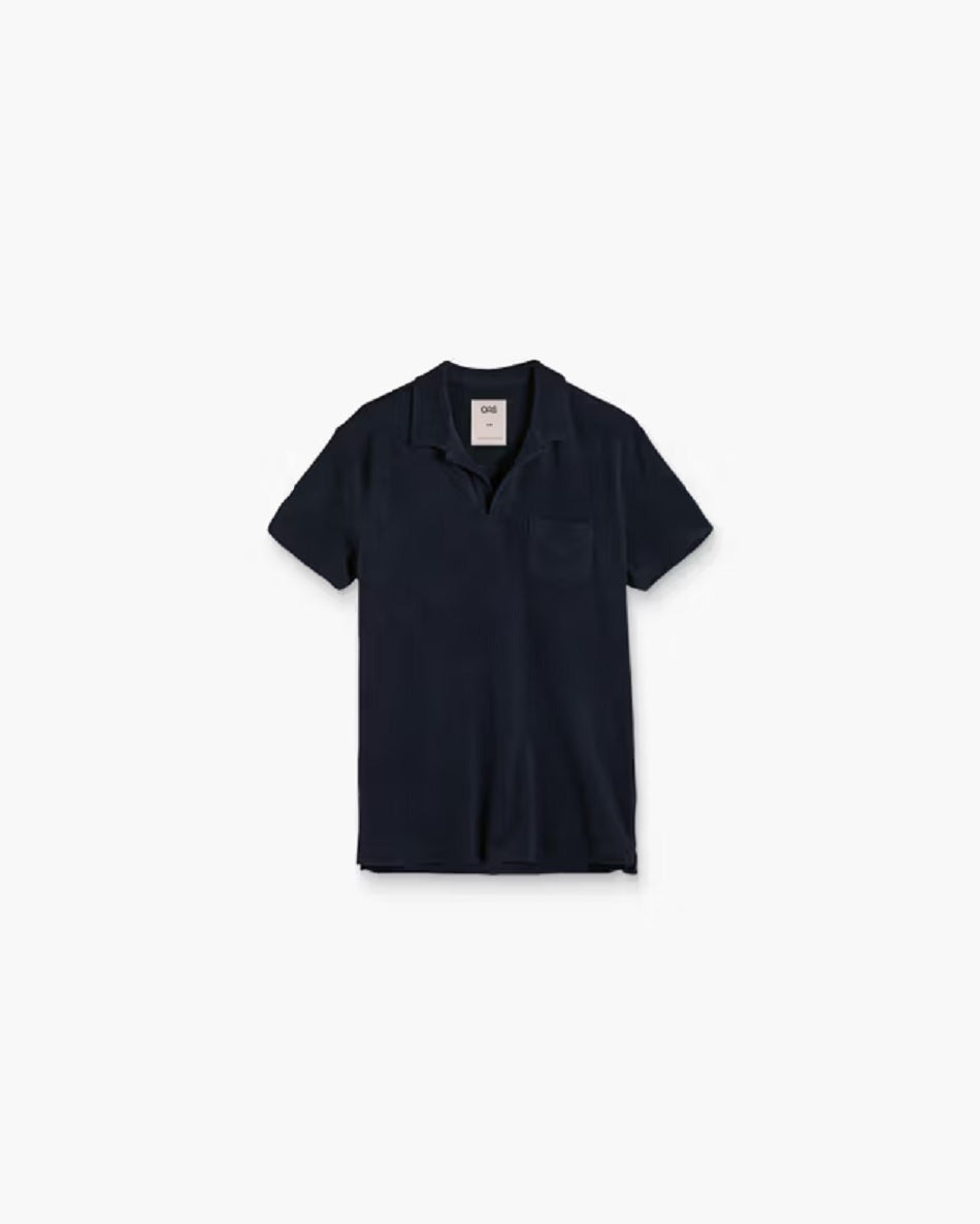 Mens Polo Terry Shirt in Navy
