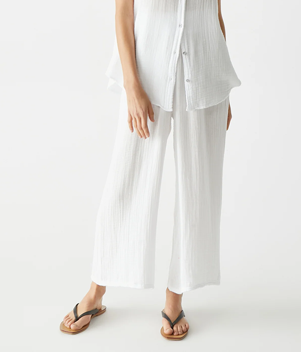 Womens Medina Smocked Waist Cropped Pant