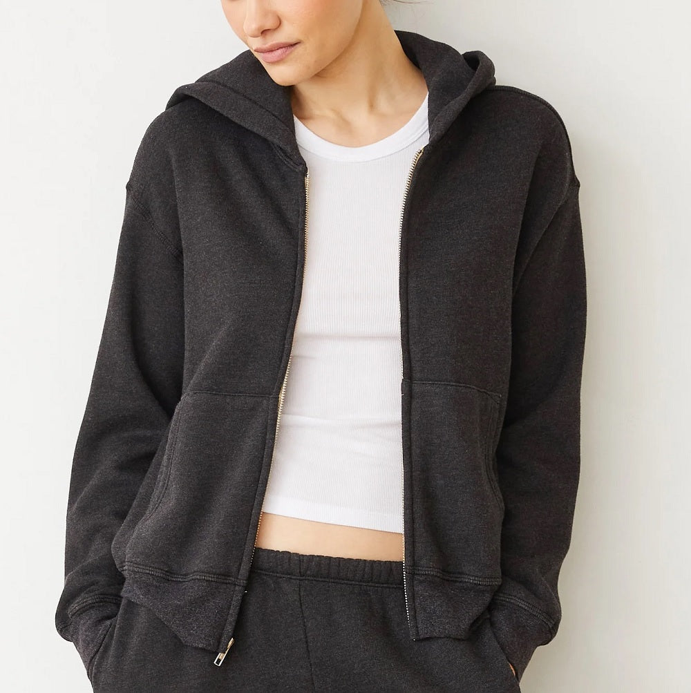 Womens Teddy Fleece Relaxed Zip Up Hoody