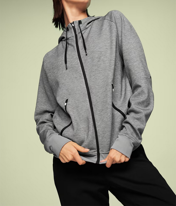 Womens On Running Zipped Hoodie in Grey