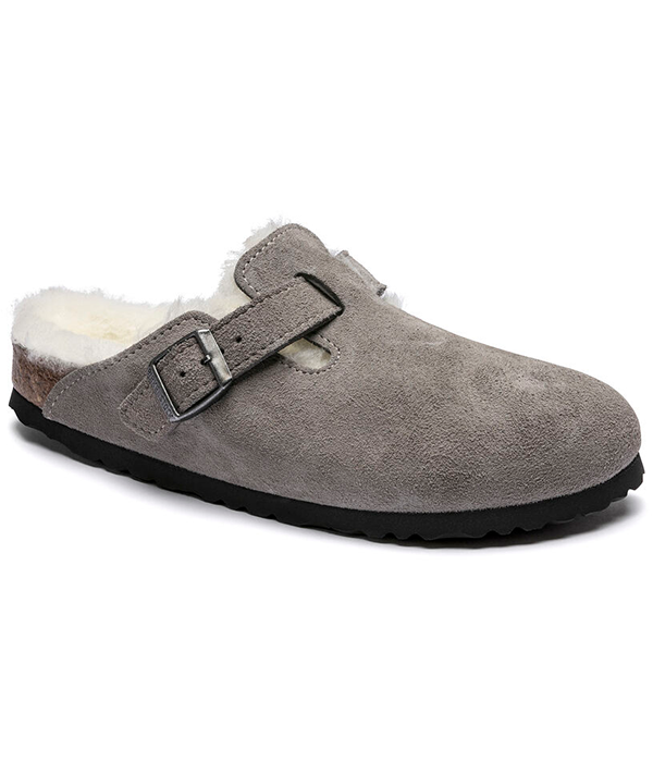 Narrow Boston Stone Coin/Natural Suede Shearling