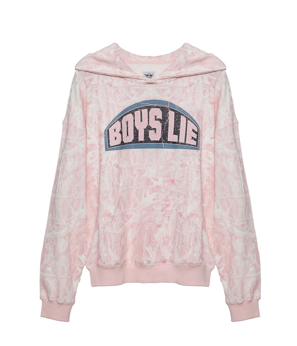 Womens Let Love Guide My Way Rhinestone Racer Hoodie in Pink