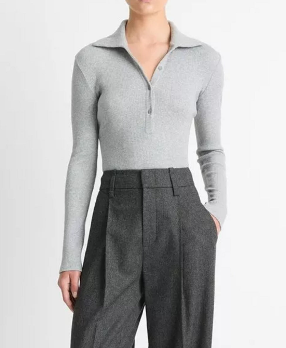 Womens Rib R/S Collared Polo