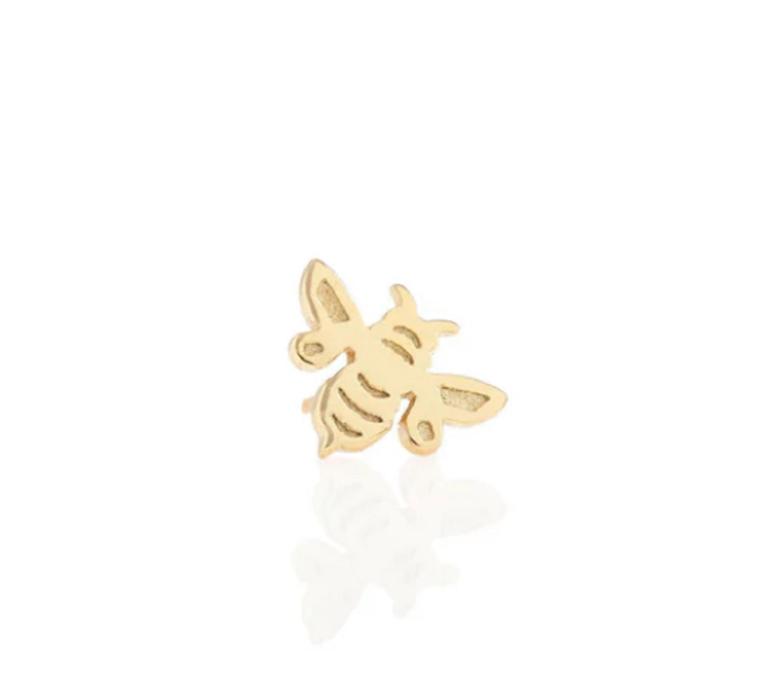 Womens Bumble Bee Stud Earrings - 18k Gold Vermeil