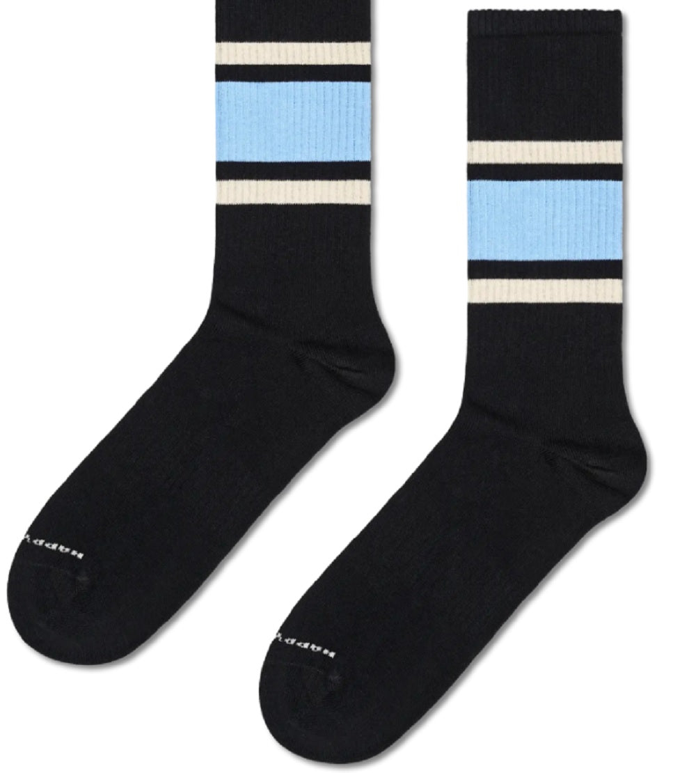 Mens Simple Stripe Sneaker Sock in Black S25