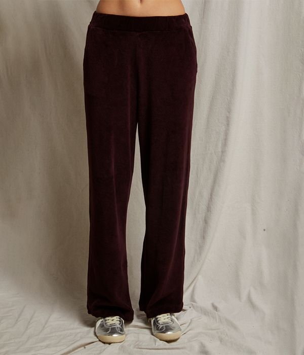 Womens Holly Velour Wide Leg Sweat Pant