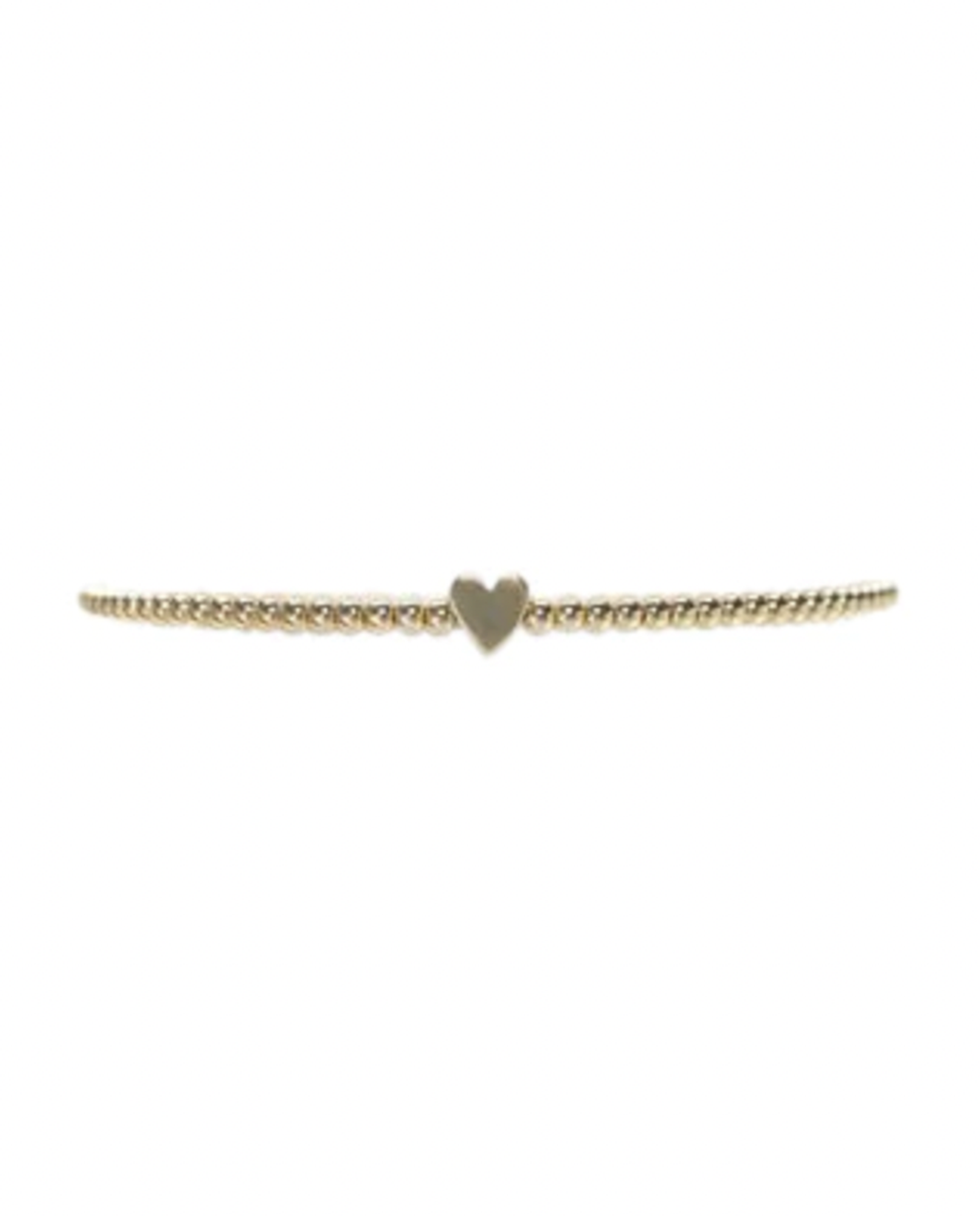 2mm Yellow Gold Filled Bracelet with 14K Heart Bead 6.5in