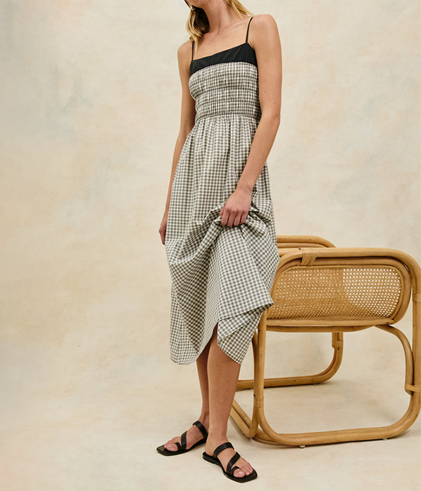 Womens Primrose dress in Ivory Jet Gingham