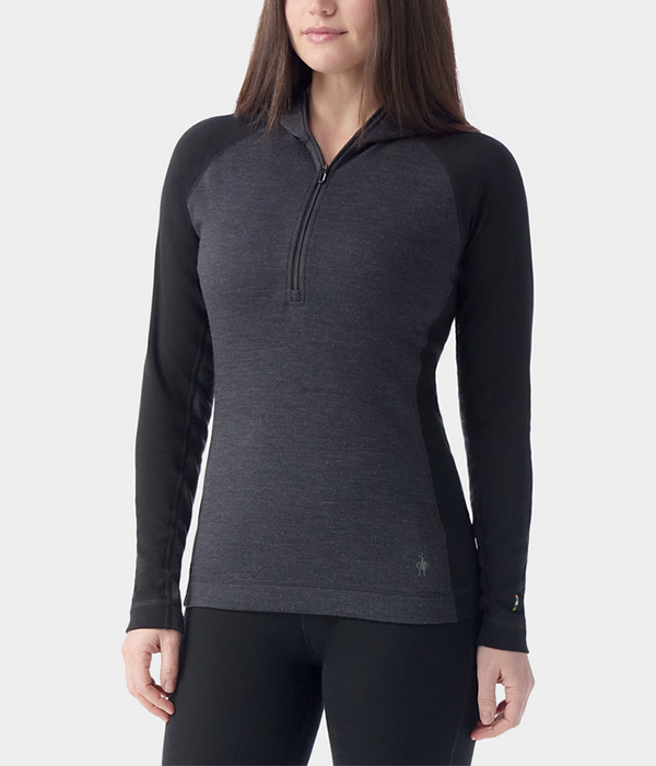 Womens Classic Thermal Merino Base Layer 1/2 Zip Hoodie