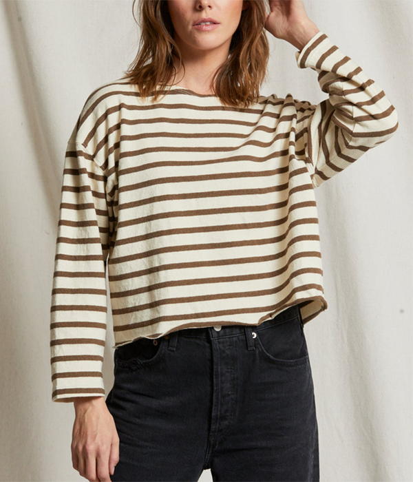 Womens Taylor Recycled Cotton Striped Long Sleeve Tee