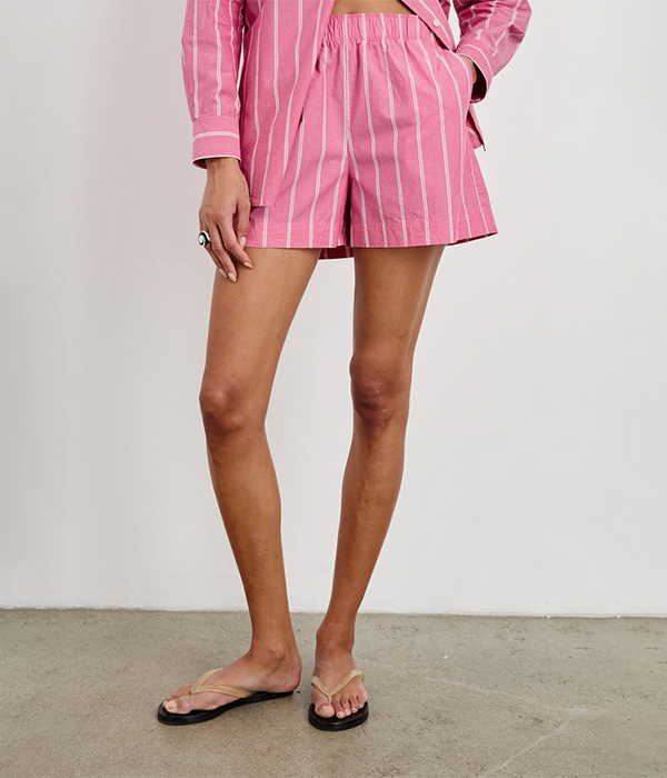 Womens Rocky Shorts in Hibiscus White Stripe