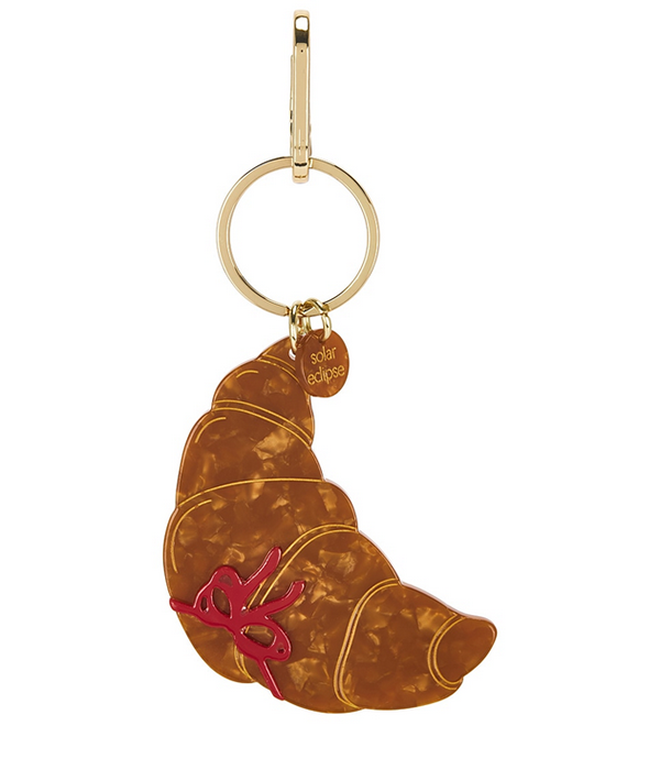 Hand-Painted Bow Croissant Bag Charm + Keychain