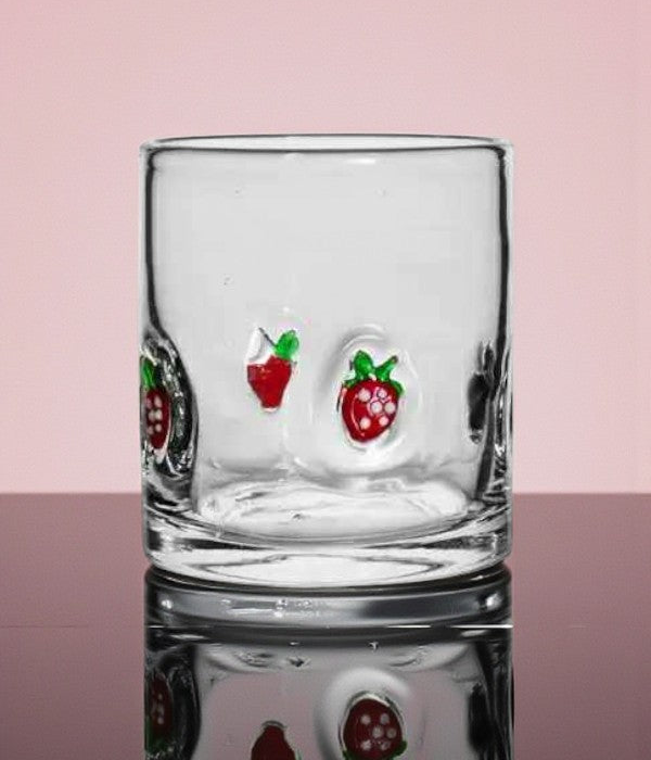 Strawberry Clear Drinking Glass