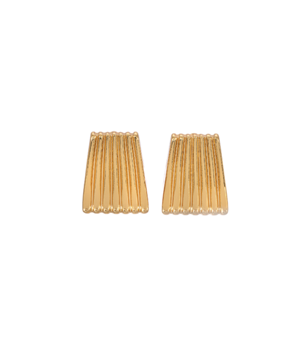 Womens Ribbed Gold Earring