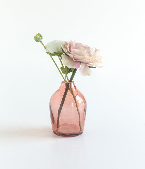 Haley Handblown Hammered Bud Vase in Blush
