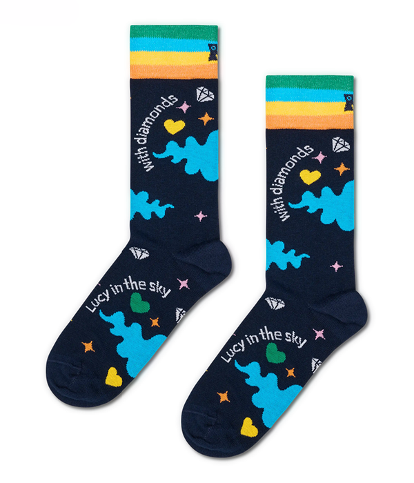 Mens The Beatles Lucy in The Sky Sock in Navy