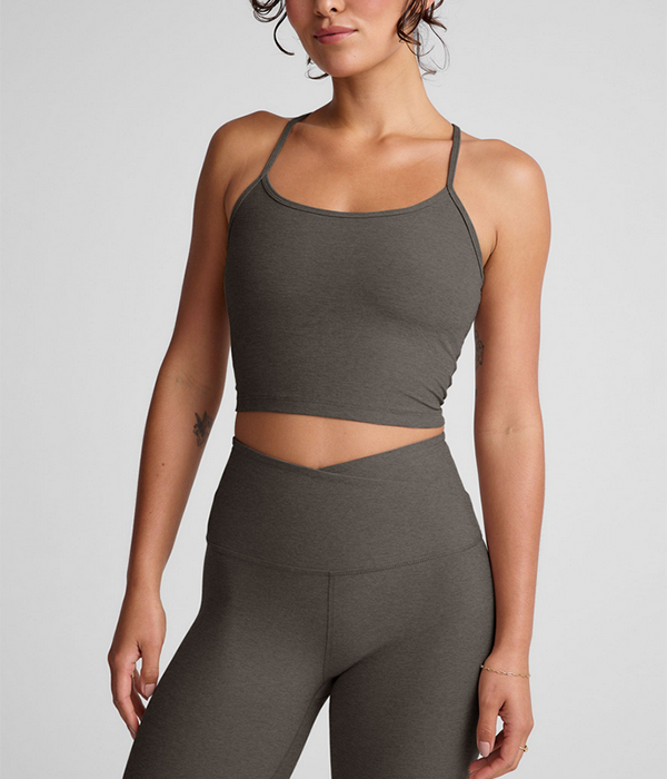 Womens Spacedye Slim Racerback Cropped Tank