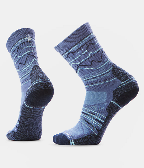 Mens Hike Light Cushion Mountain Range Pattern Crew Socks
