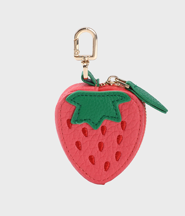 Leather Strawberry Charm in Pink