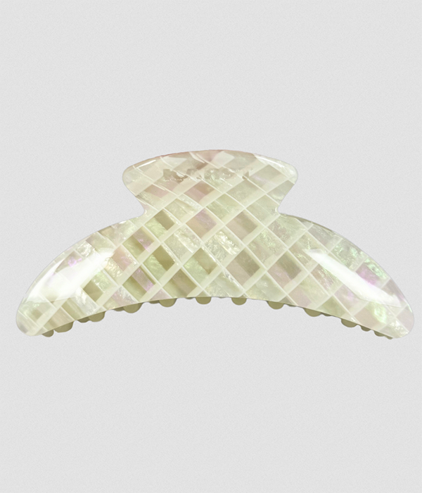 Slim Hair Claw Clip With SILVER Charm Ring â€” Starlight Tile