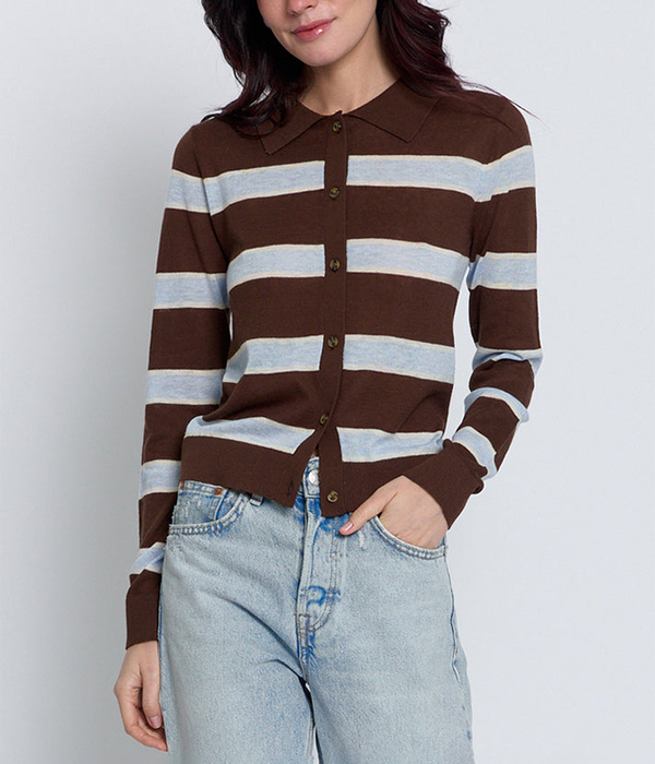 Womens Quinn Striped Sheer Button Up