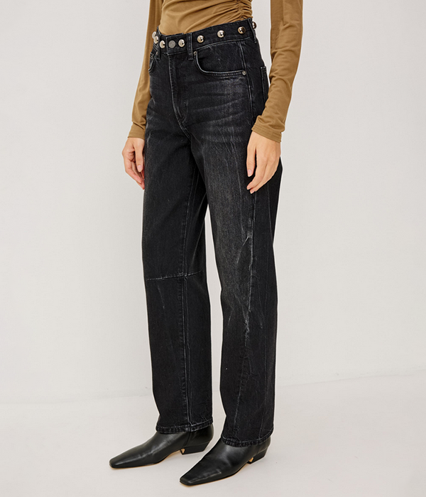 Womens Samo Pant in Black Stone Studded