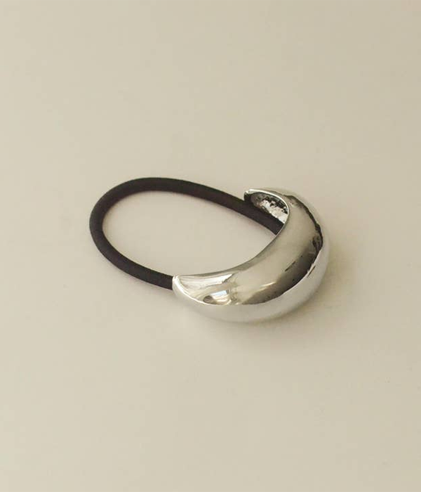 Womens Narrow Crescent Metal Cuff Hair Tie | Silver