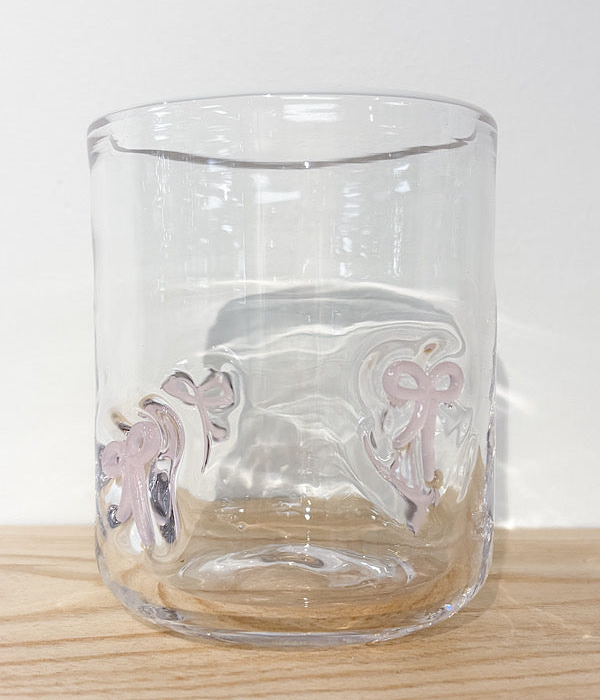 Light Pink Bow Drinking Glass