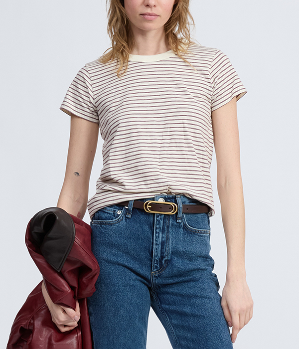 Womens Slub Striped Tee F25