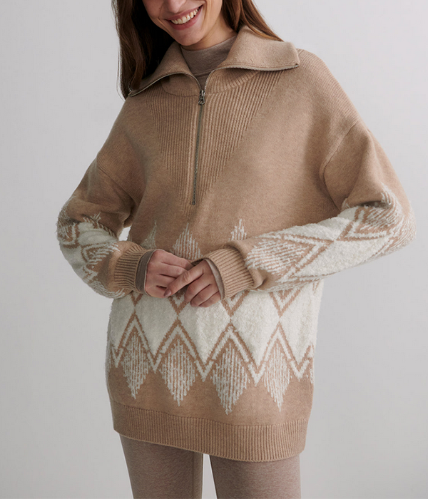 Womens Betty Jacquard Half Zip
