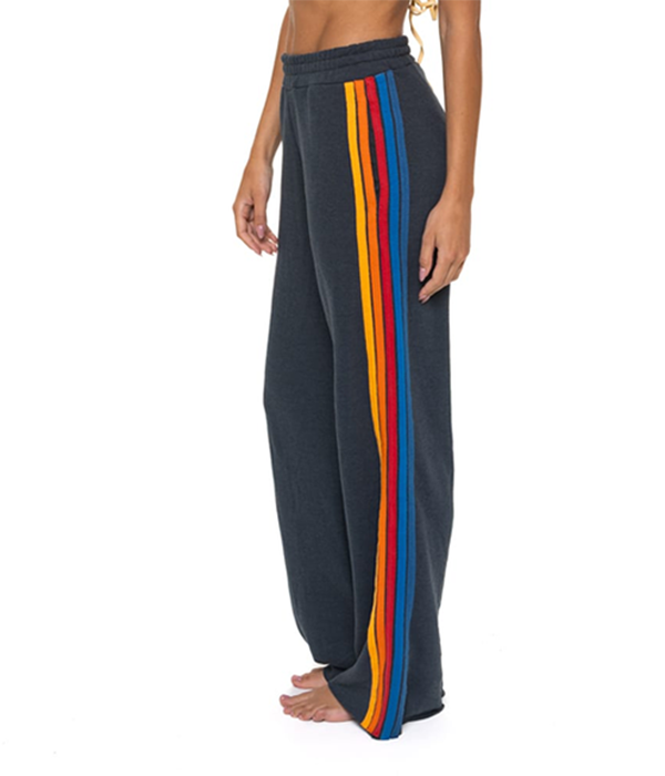 Womens 5 Stripe Wide Leg Pocket Sweatpant