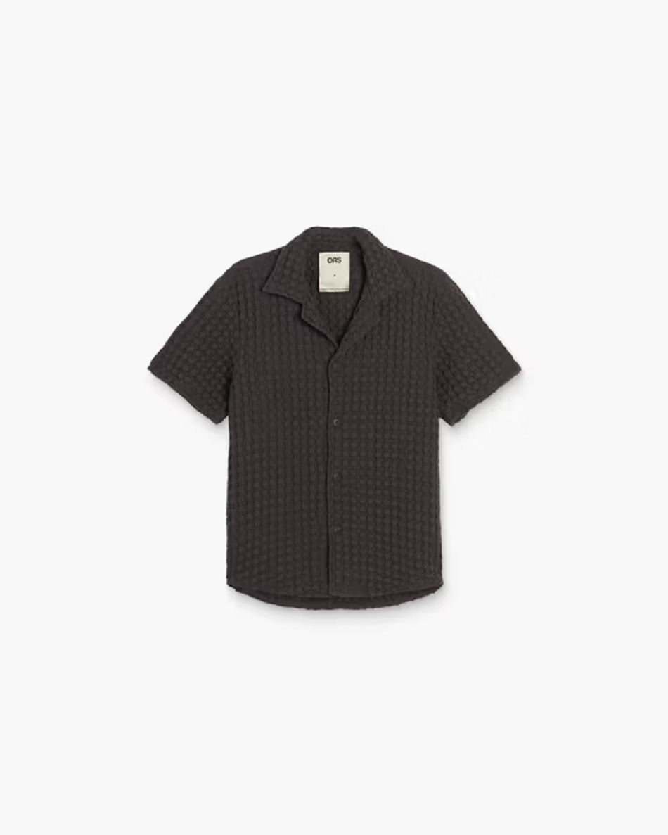 Mens Cuba Waffle Shirt in Nearly Black