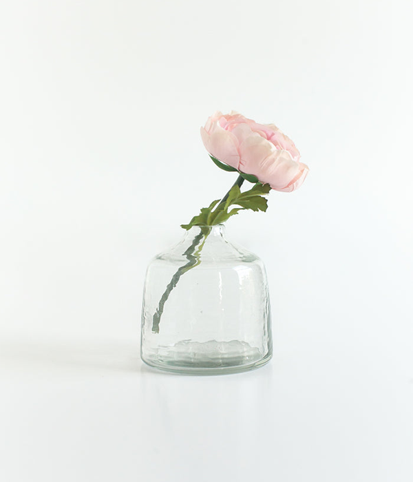 Bella Handblown Hammered Glass Bud Vase in Clear