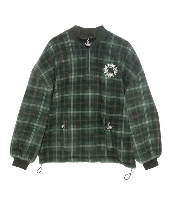 Womens Heavenly Room Service Fleece A1 Alex Crewneck in Green Plaid