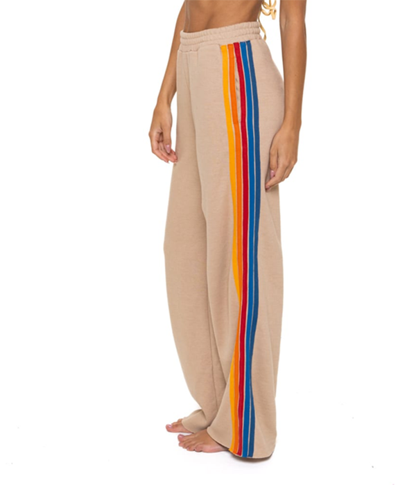 Womens 5 Stripe Wide Leg Pocket Sweatpant