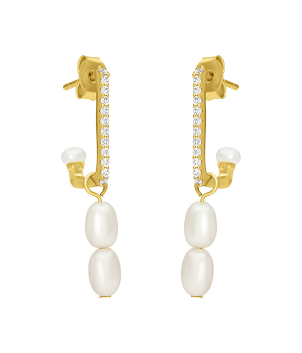 Womens Anika Pearl Earrings - Gold