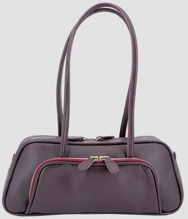 Womens Ekaterina - Leather Baguette Shoulder Bag in Burgundy