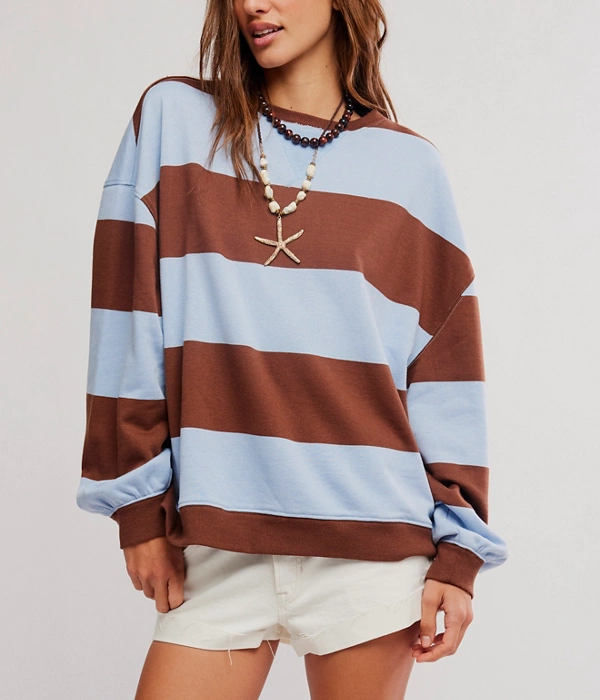 Womens Classic Stripe Crew Wide