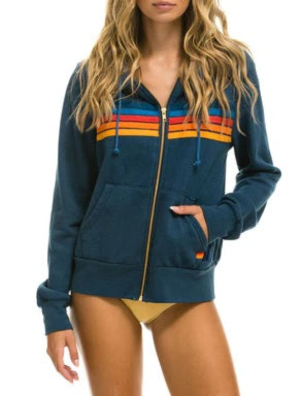 AVIATOR NATION 5 Stripe Zip Hoodie