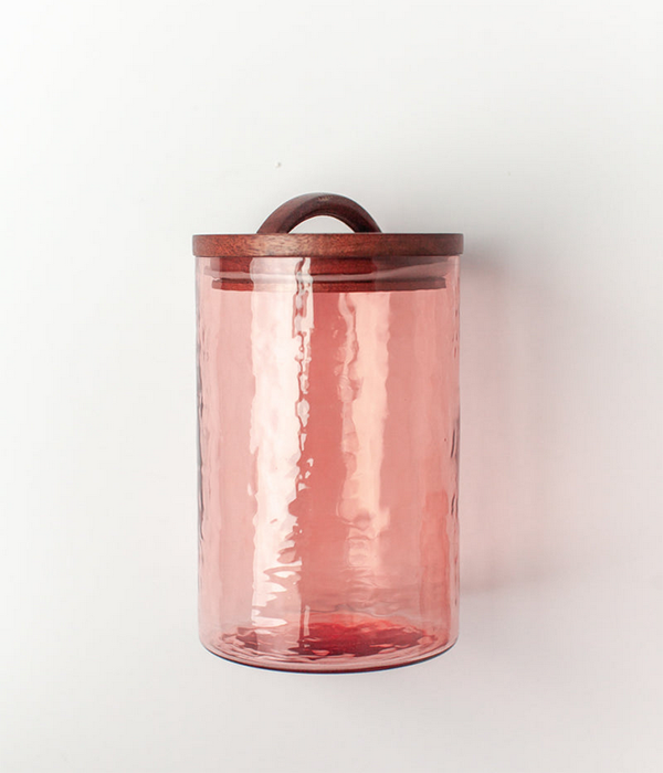 Handblown Hammered Glass Canisters Medium in Blush