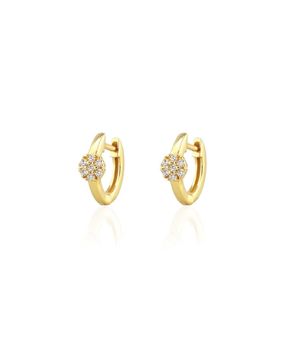 Womens Twinkle Blossom Huggie Hoop Earrings - 18k Gold Vermeil