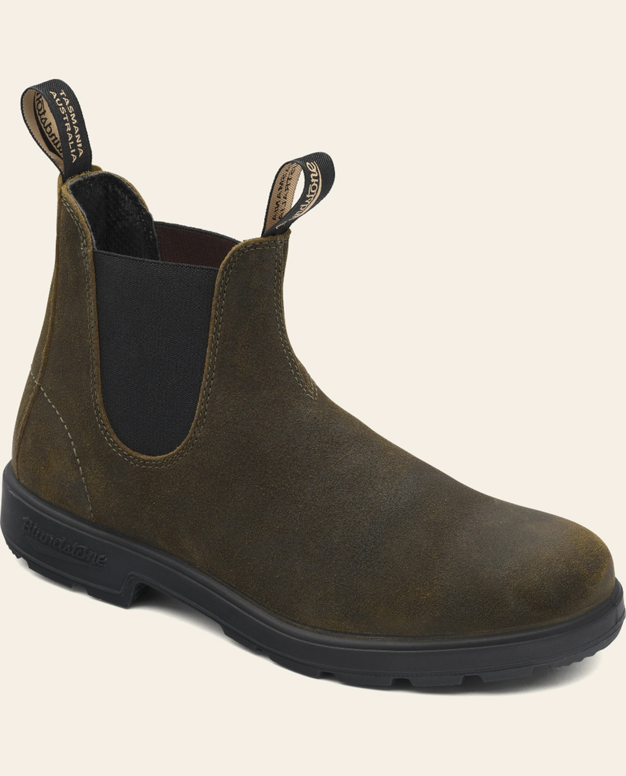Mens Suede Boots in Dark Olive