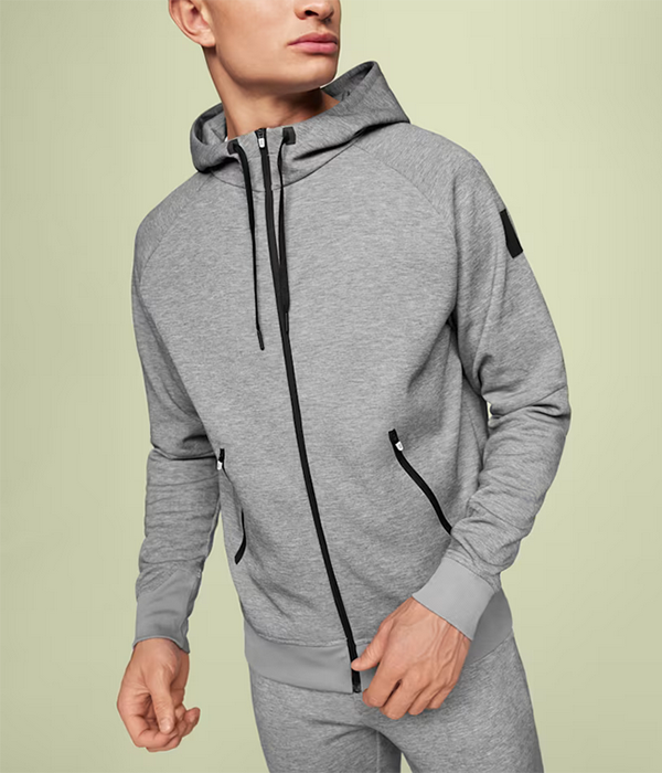 Mens On Running Zipped Hoodie in Grey