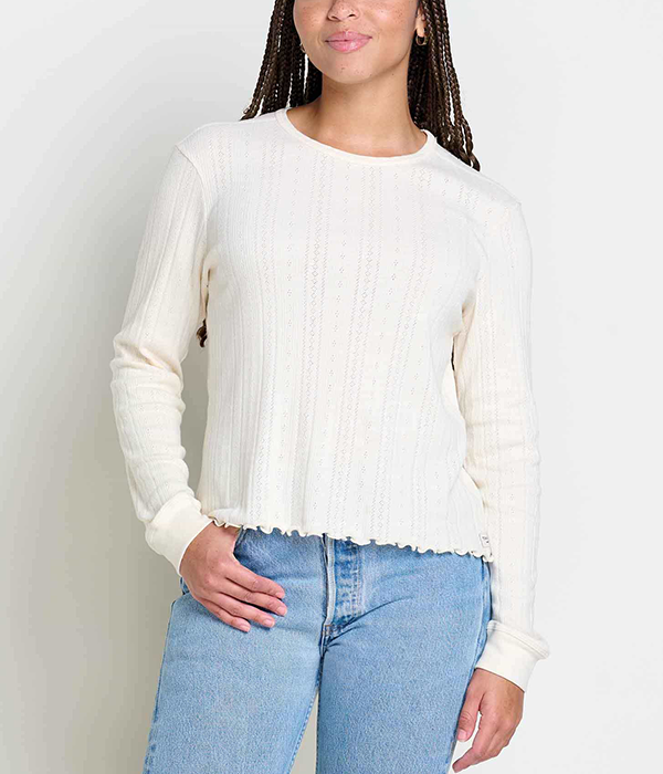Womens Foothill Pointelle LS Crew II