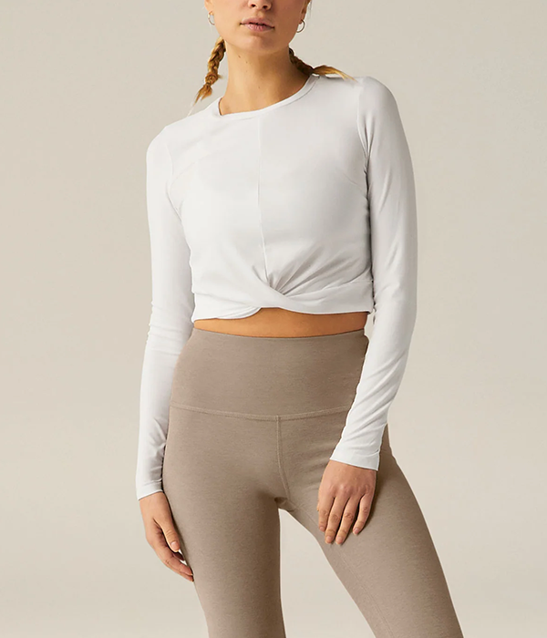 Womens Featherweight Center Stage Cropped Long Sleeve Pullover