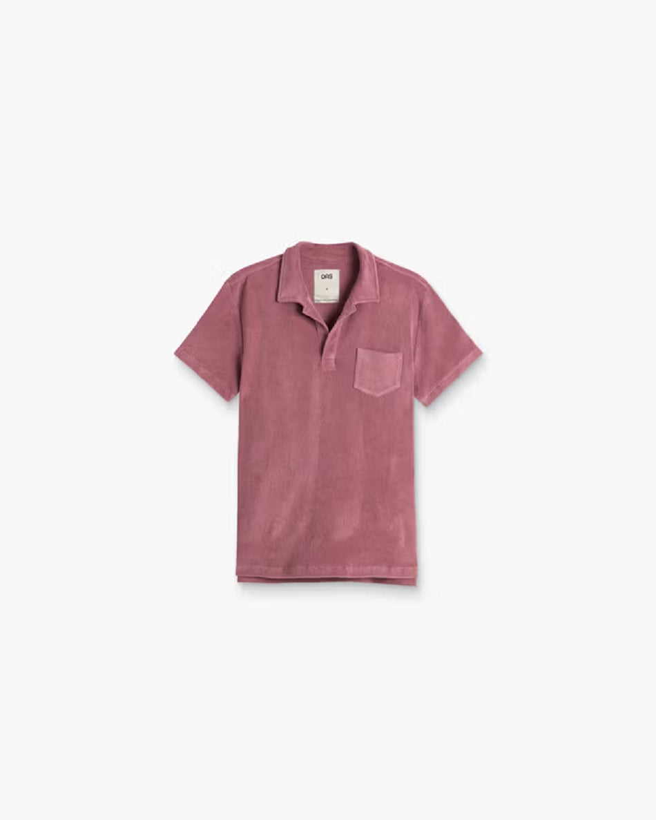 Mens Polo Terry Shirt in Dusty Plum