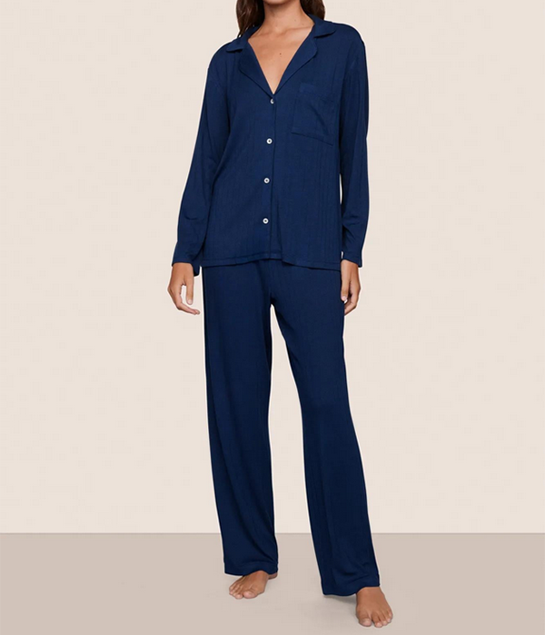 Womens Gisele Rib Long PJ Set