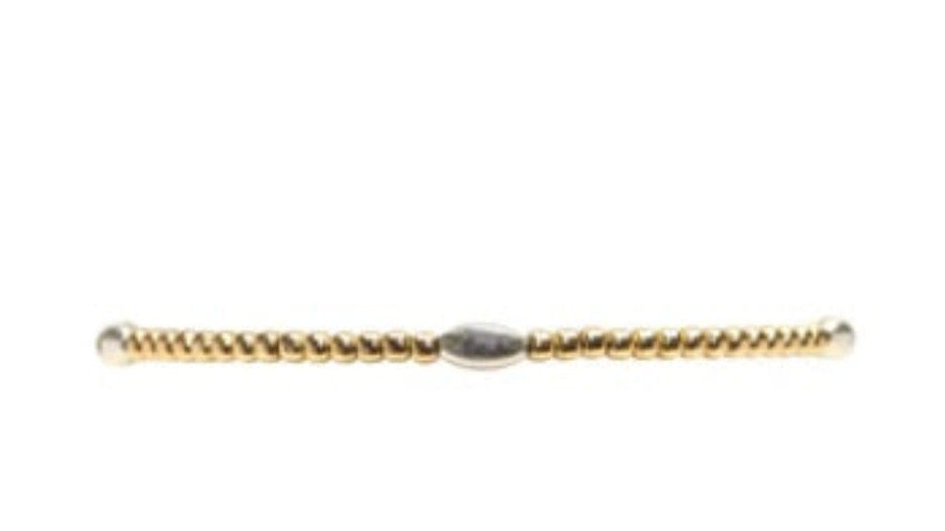 2mm Yellow Gold Filled Bracelet w/ Sterling silver Orzo Pattern 6.25in