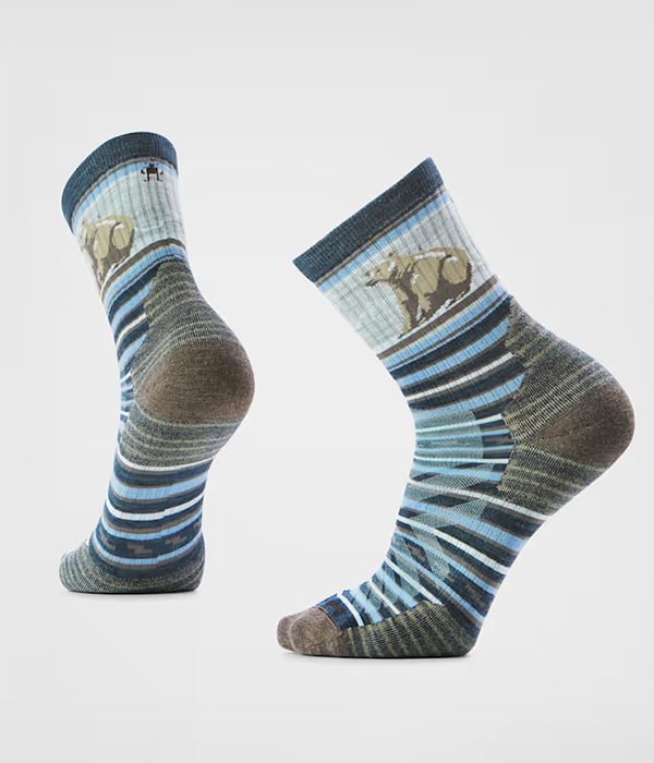Unisex	Hike Targeted Cushion Bear Stripe Mid Crew Socks