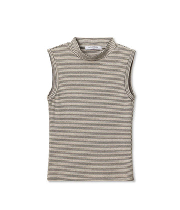 Womens Mel Luxe Stripe Rib Mockneck Tank